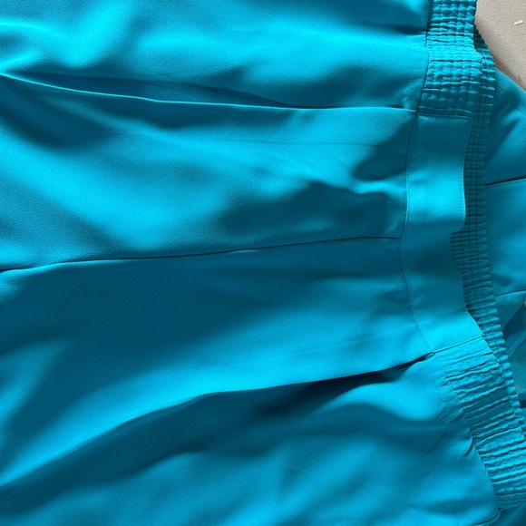 VINTAGE JORDANA (XL) TURQUOISE 2 PIECE PANT SUIT WITH FLORAL EMBROIDERY - Picture 9 of 12